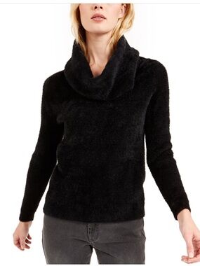 MICHAEL Michael Kors Black Fluffy Funnel Neck Sweater